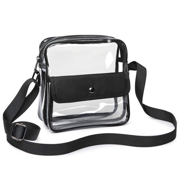 SQUARE CLEAR CROSSBODY BAG - CLEAR/BLACK