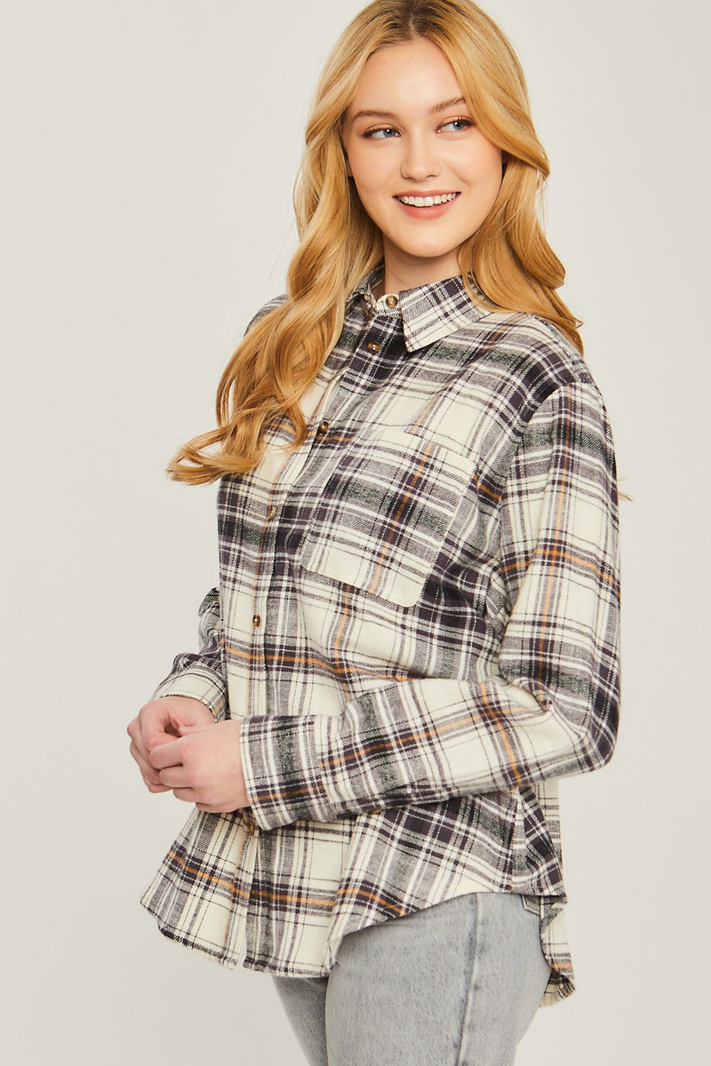 LIGHTWEIGHT PLAID FLANNEL - BLACK