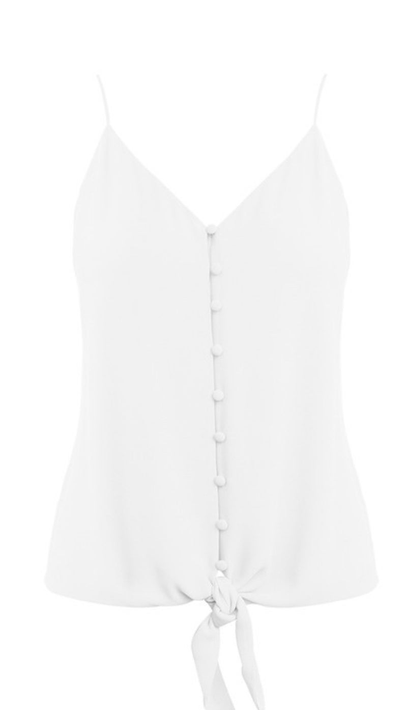 V-NECK BUTTON FRONT TANK - OFF WHITE