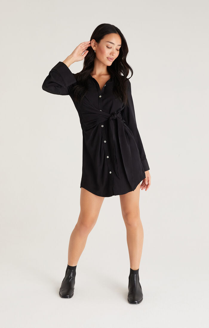 Z SUPPLY DALLON CUPRO MINI DRESS - BLACK