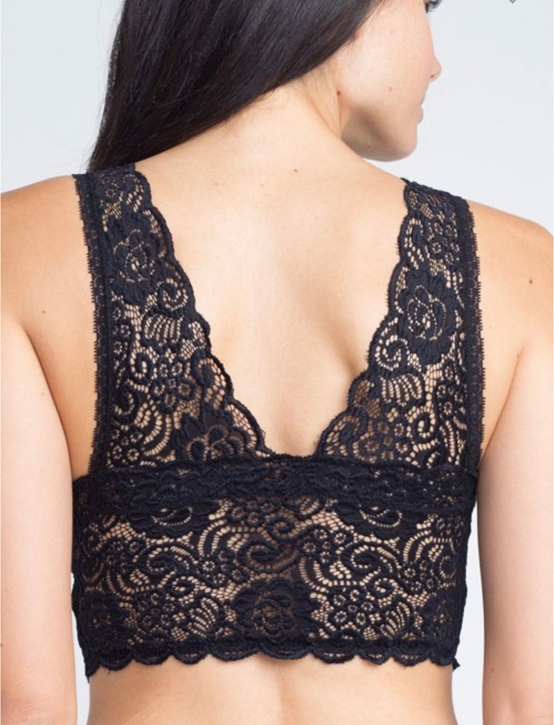 STRETCHY LACE BRALETTE - BLACK