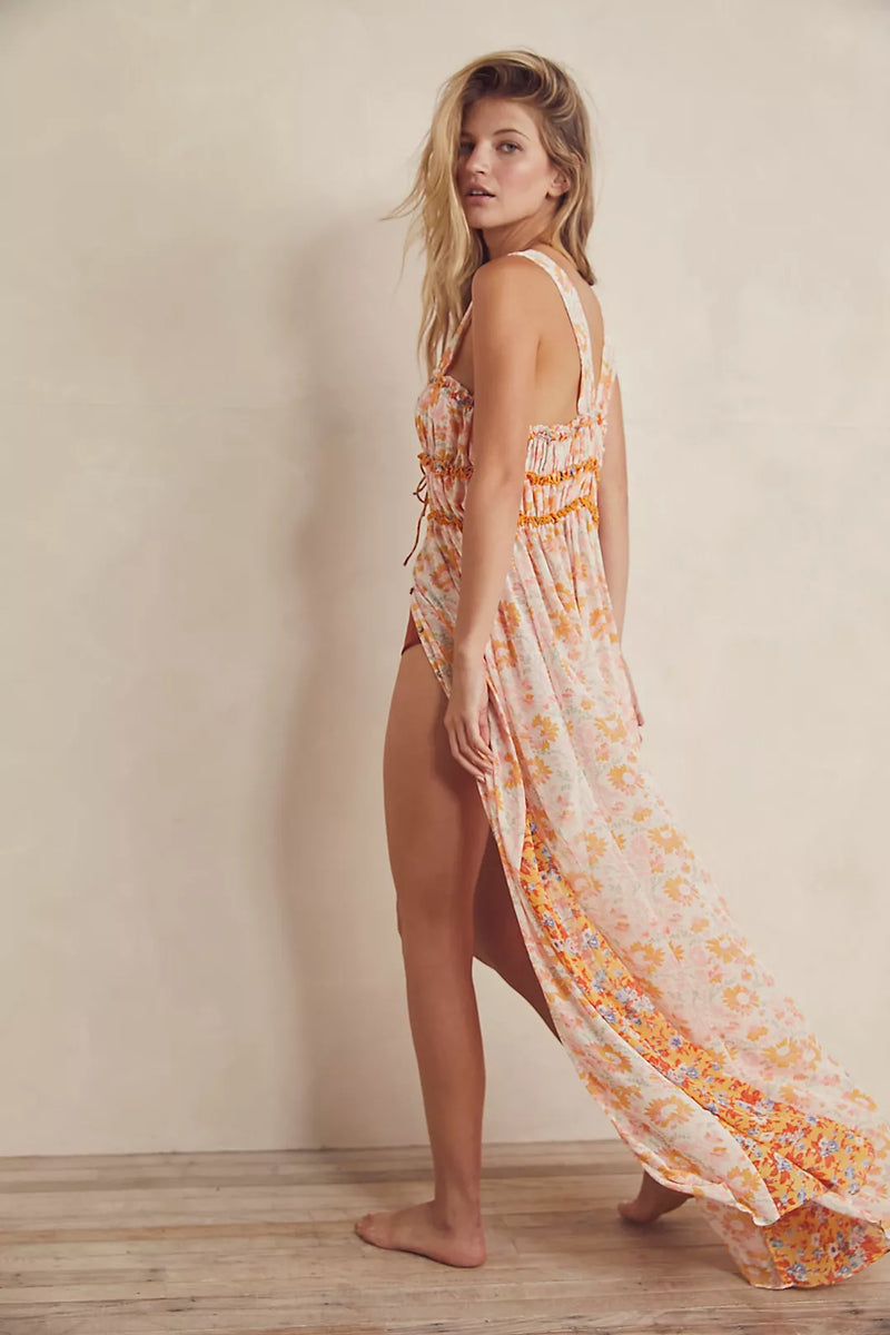 FREE PEOPLE DANCE WITH ME PRINTED MAXI - IVORY COMBO
