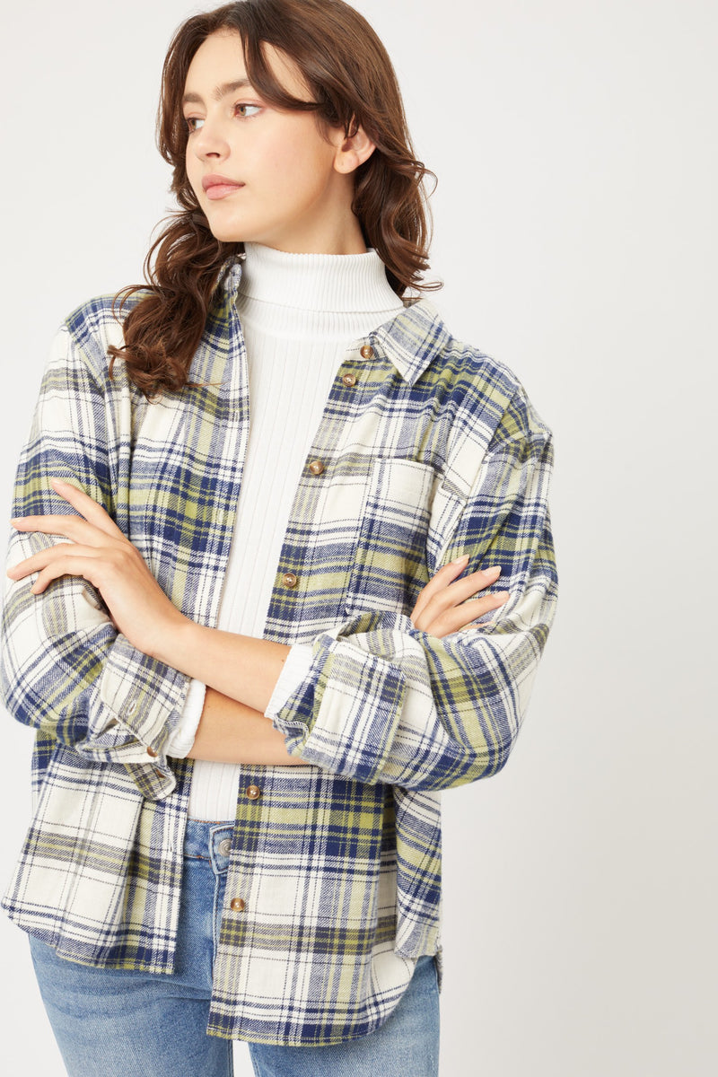 LIGHTWEIGHT PLAID FLANNEL - NAVY