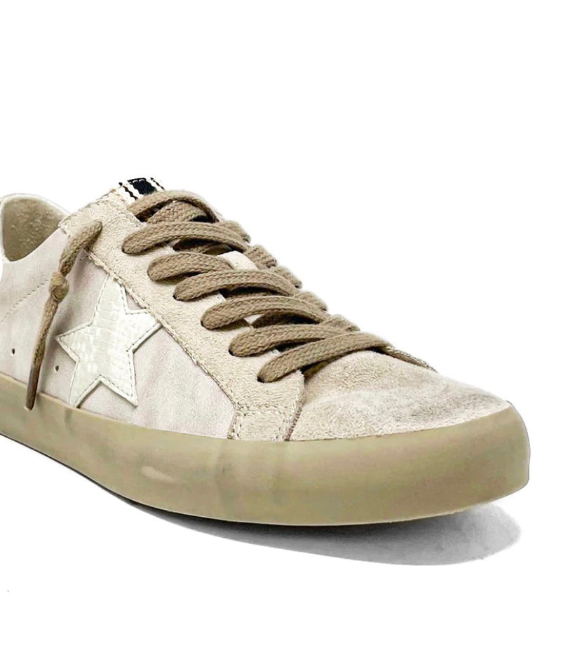 WHITE SNAKESKIN STAR SNEAKER - LT GREY