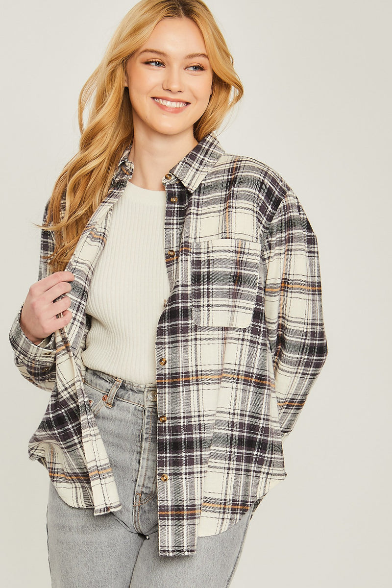 LIGHTWEIGHT PLAID FLANNEL - BLACK