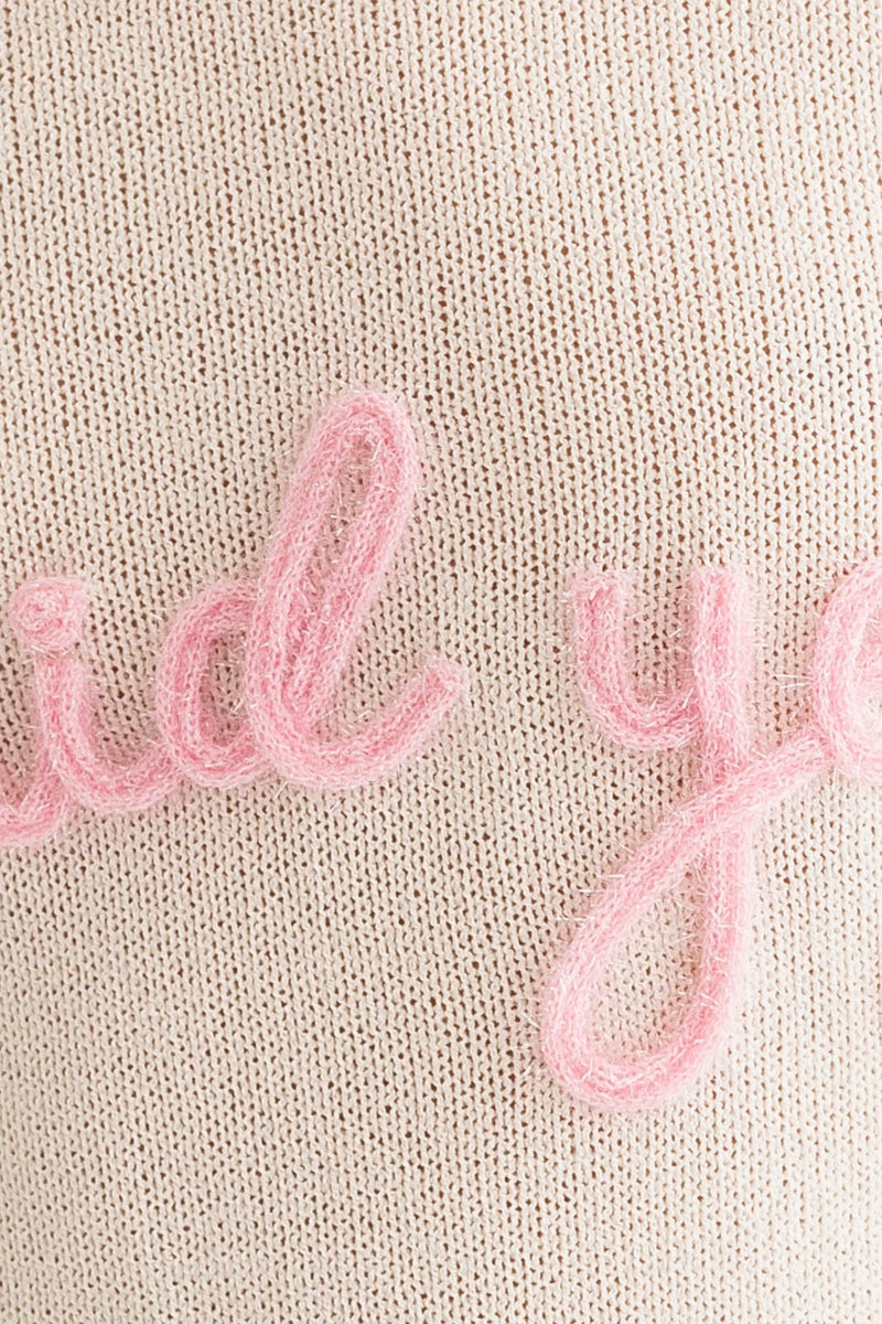 "I SAID YES" TINSEL SWEATER - OFF WHITE/PINK