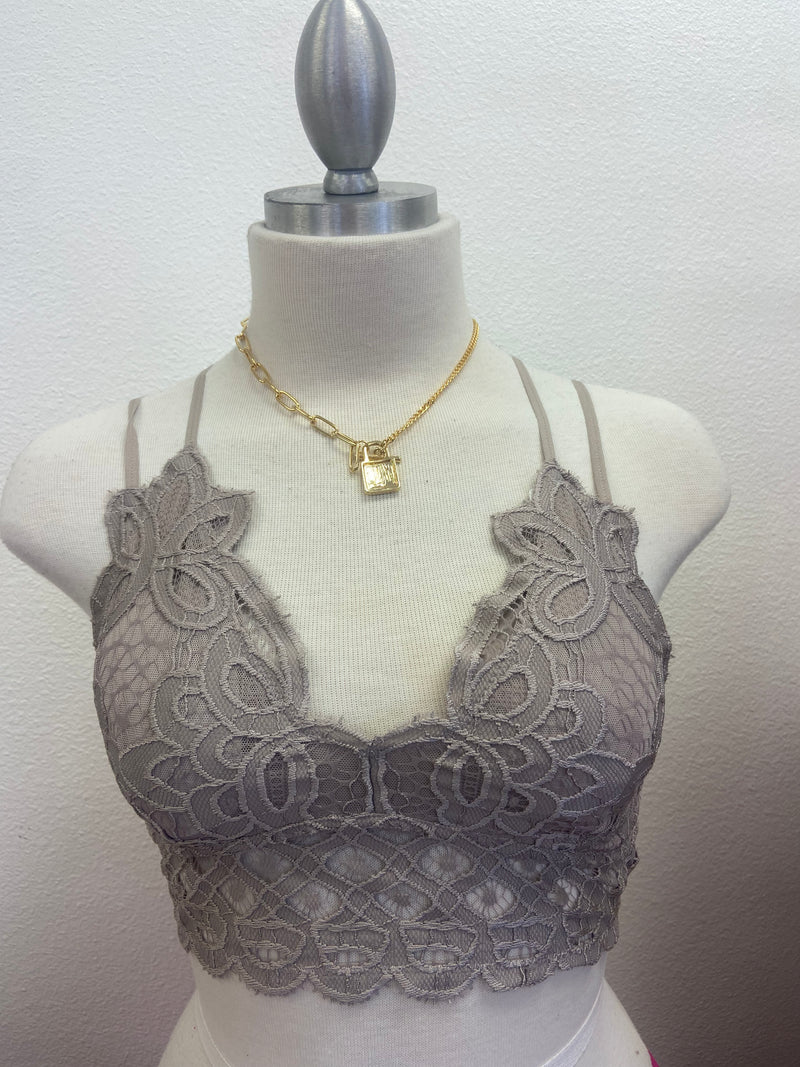 CROCHET LACE BRALETTE - NEW TAUPE