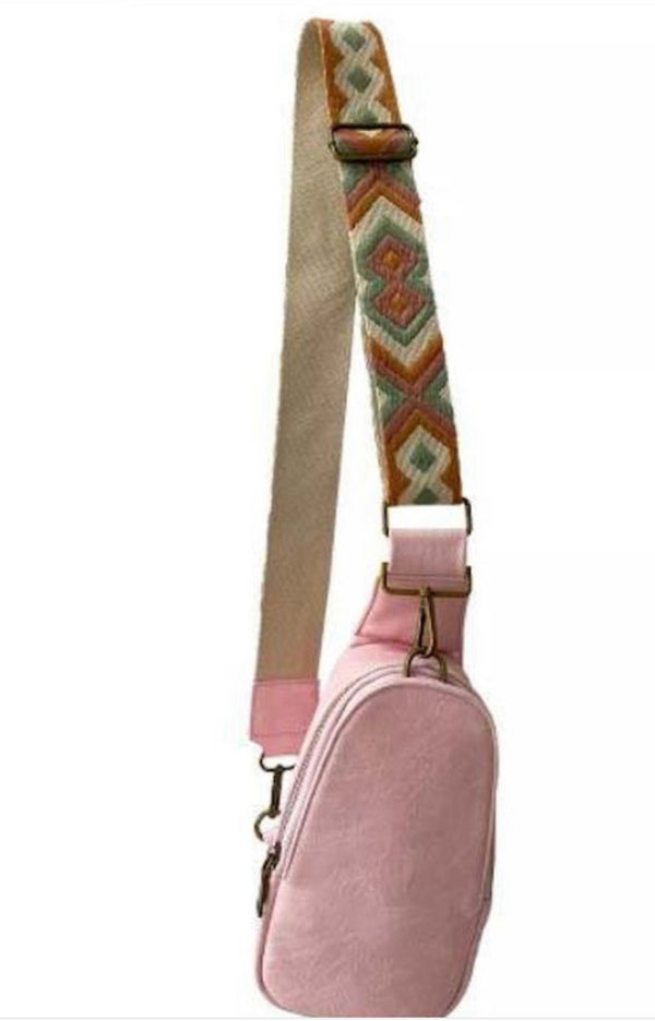 VEGAN LEATHER SLING/BELT BAG - PINK