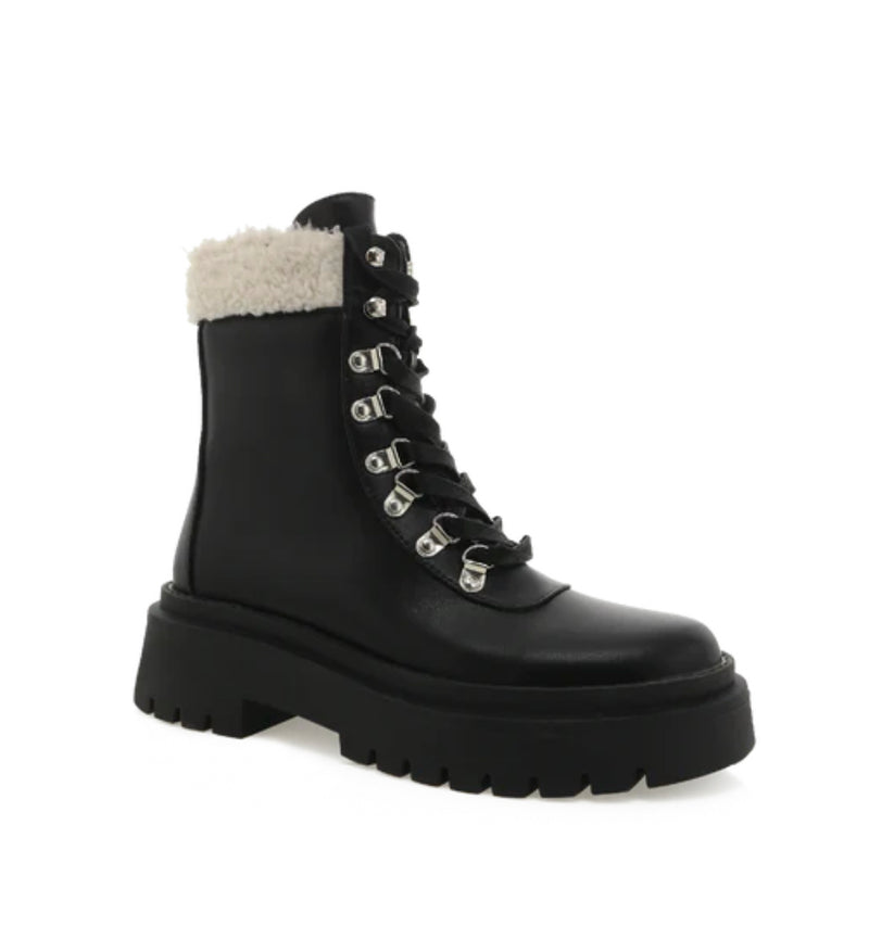 BILLINI FERRIA UTILITARIAN ANKLE BOOT - BLACK/CREAM