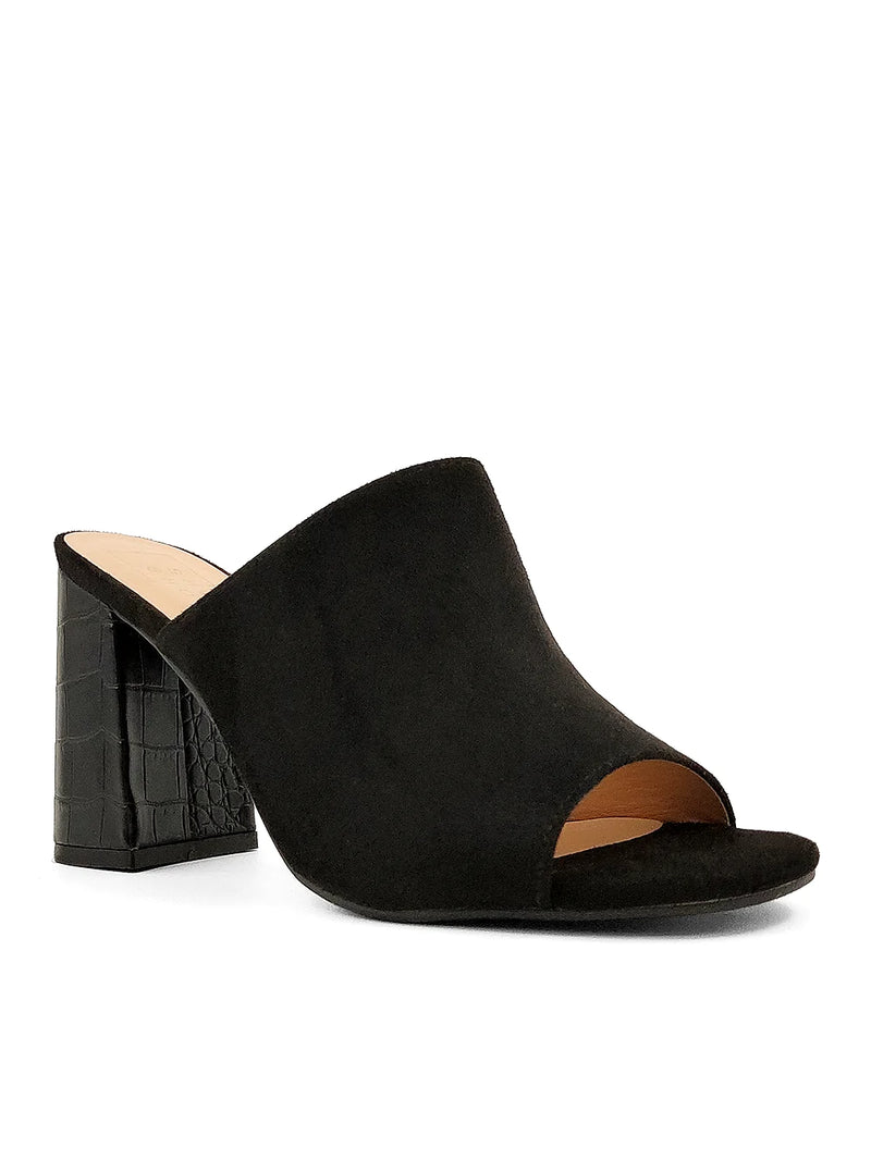 GAIA FAUX SUEDE MULE - BLACK