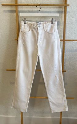 HIGH RISE CLASSIS STRAIGHT JEANS - OPTIC WHITE