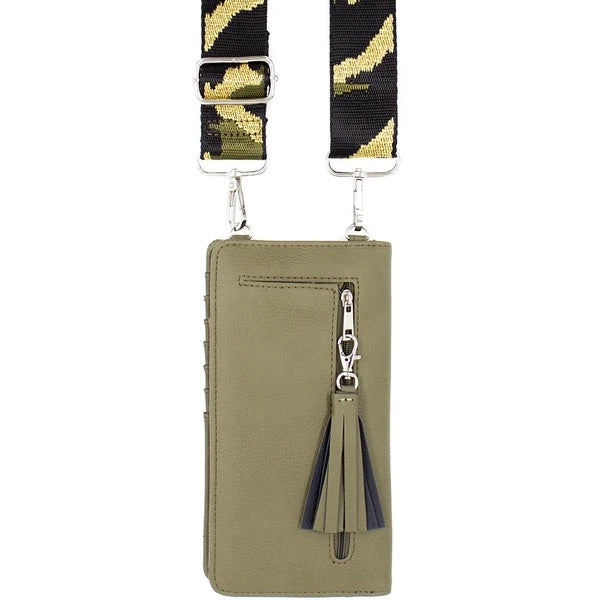 THE NICOLE CROSSBODY BAG WITH GUITAR STRAP - ARMY GREEN