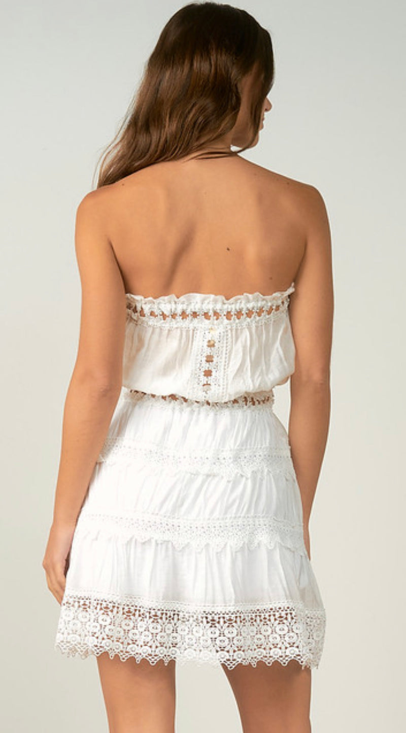 ELAN STRAPLESS CROCHET MINI DRESS - WHITE – CAllie Girl Boutique