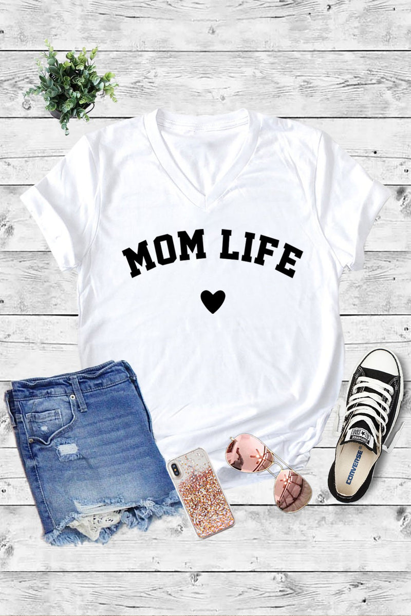 MOM LIFE GRAPHIC T-SHIRT - WHITE/BLACK