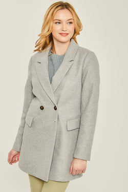 TAILORED DETAIL JQ FLEECE COAT - LT GREY