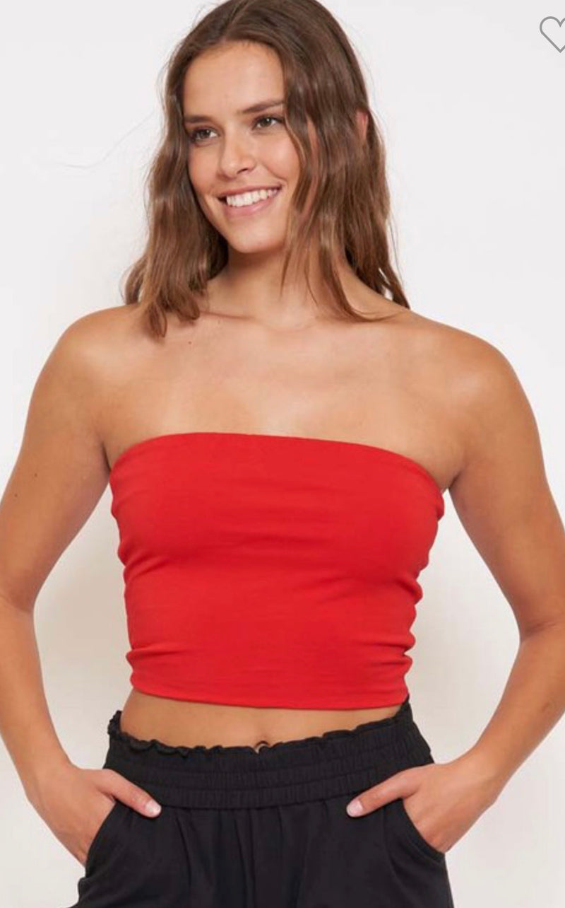 CROPPED TUBE TOP - RED