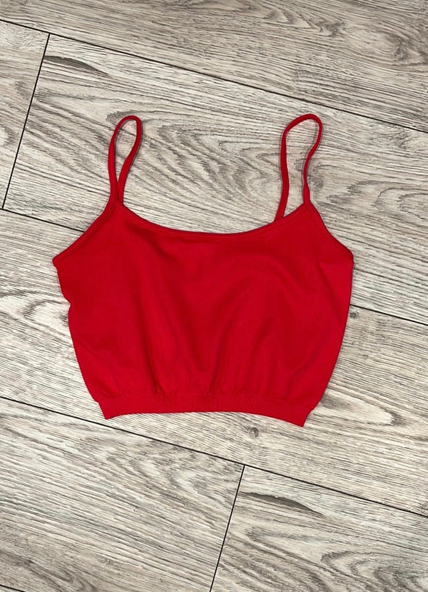 SEAMLESS CROPPED CAMI - RED