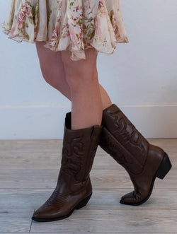 WESTERN COWGIRL BOOTS - BROWN