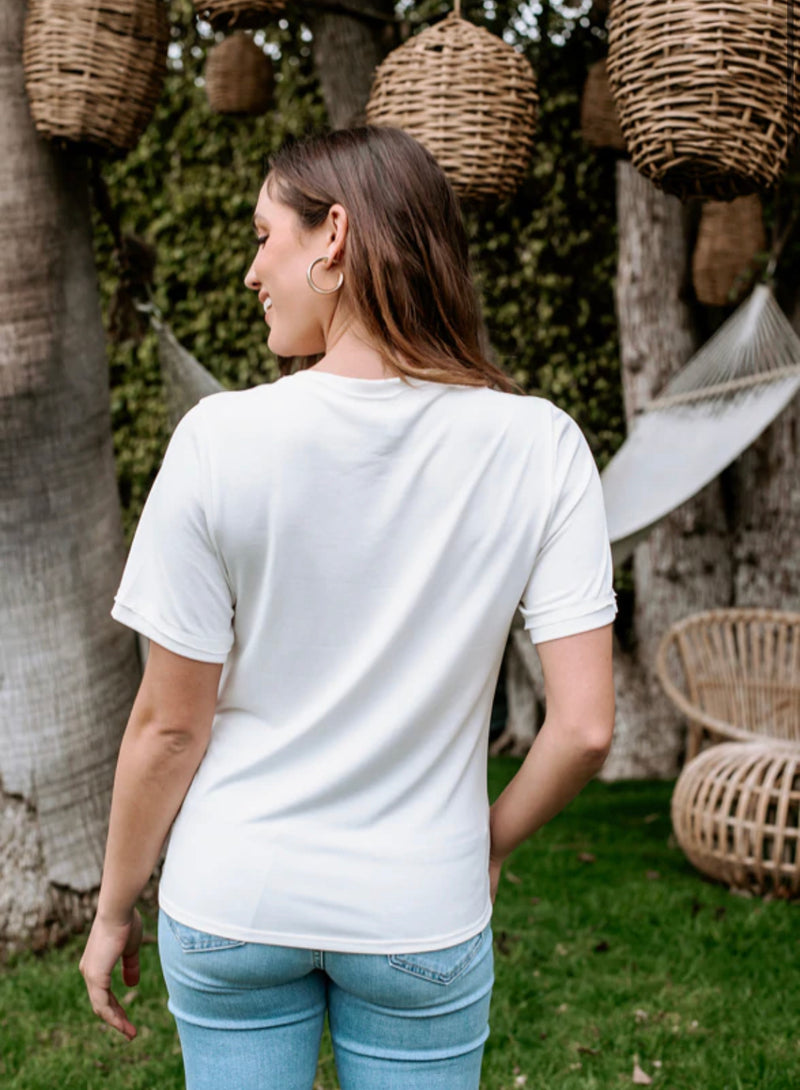 VERONICA M CUPRO TUNNEL FIT TEE - IVORY